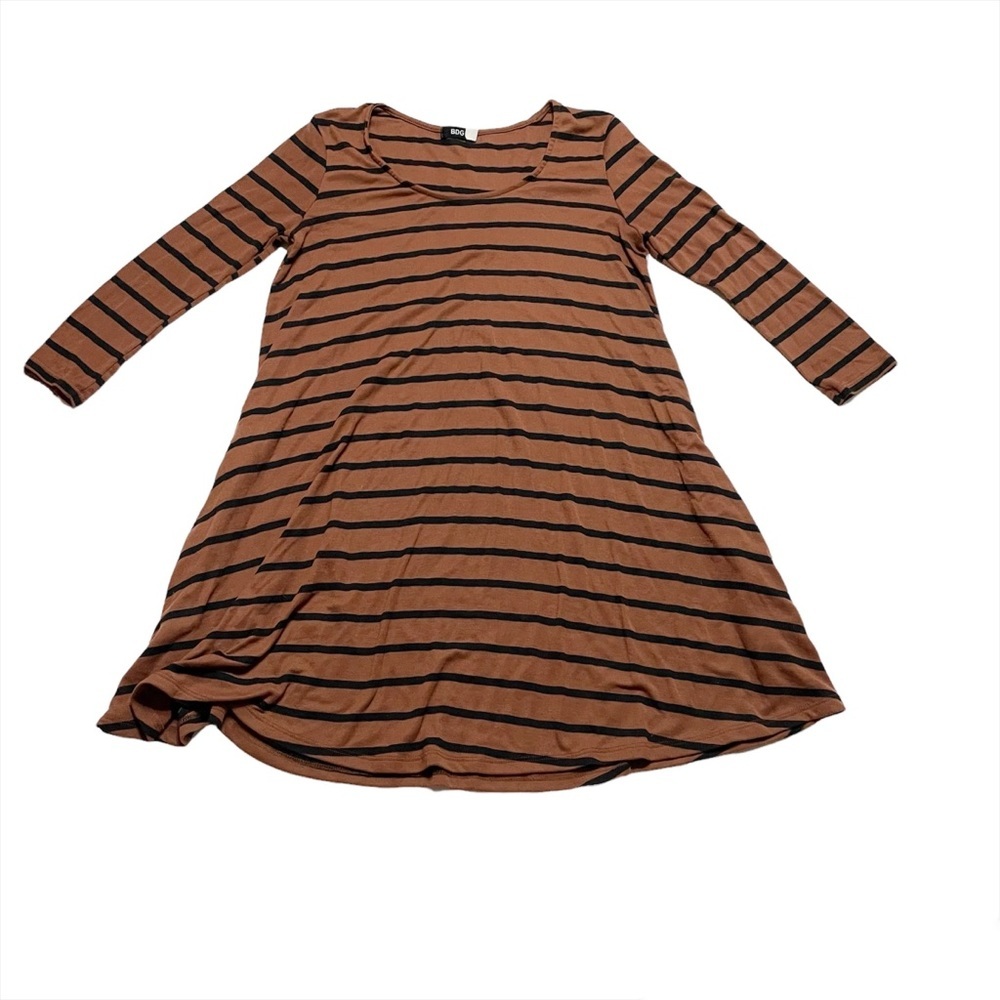 BDG Striped Jersey Knit Stretchy Loose Fit Flowy Dress With Pockets Size Small
